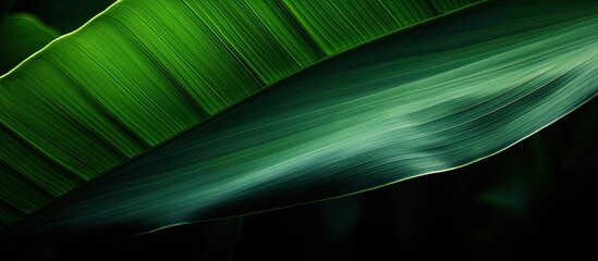 Poster - The image shows the silhouette of a banana leaf positioned in a close up shot with copy space