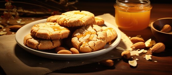 Poster - Peanut style cookies with honey butter Copy space image