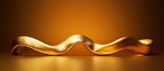 Wall Mural - A golden serpentine isolated on a bright background creating a captivating banner Perfect for adding a festive touch to parties birthdays or greeting cards that require copy space