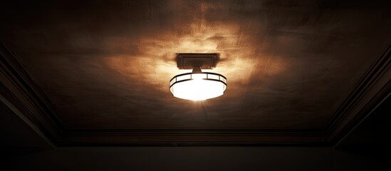 Aufkleber - A ceiling with a dimly lit lamp Copy space image