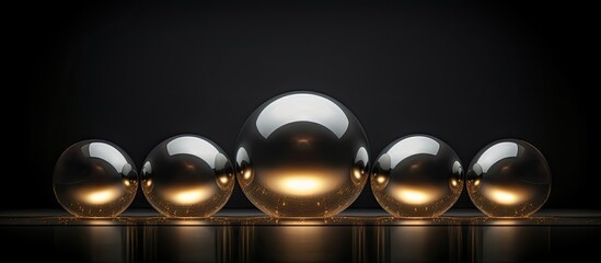 Aufkleber - Dark background with metallic spherical lights creates a copy space image perfect for Christmas and New Year concepts