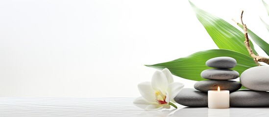 Poster - A serene spa ambiance with a white background perfect for capturing stunning copy space images