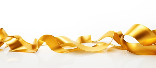 Poster - A collection of gold ribbons placed separately on a white background providing ample space for additional images or text