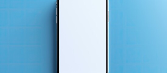 Poster - A smartphone with a white screen is placed in a pocket on a blue background providing ample space for adding text