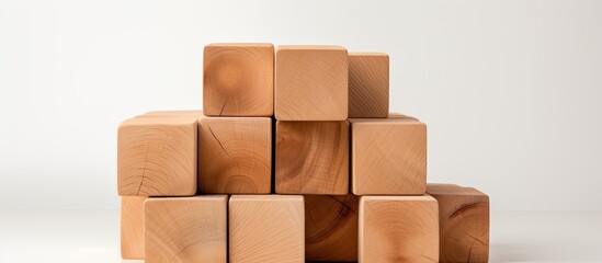 Aufkleber - A stack of wooden blocks against a white backdrop providing ample room for a copy space image