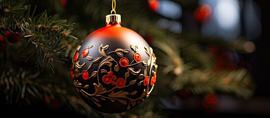 Poster - Christmas ornament created at home featuring a design and decoration unique to the maker s personal style with ample copy space image