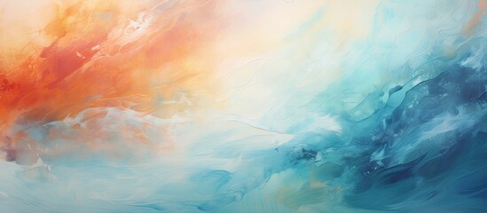 Poster - An abstract modern painting in oil and acrylic depicting a wave like pattern on a wall with a textured background of colorful stains and grainy textures Perfect for a copy space image