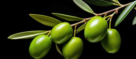 Aufkleber - Isolated on a white background there is a copy space image of a fresh green olive branch
