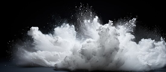 Poster - An abstract design featuring a white powder cloud set against a dark backdrop showcasing a copy space image