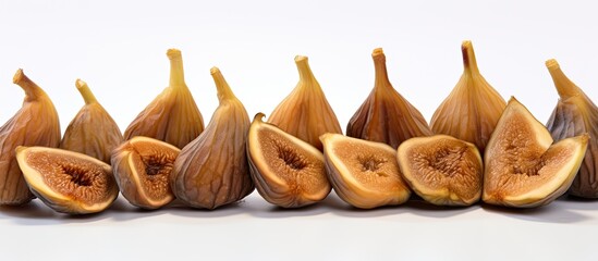 Poster - A close up of figs a type of dried fruit displayed alone on a white background The image provides ample space for adding text