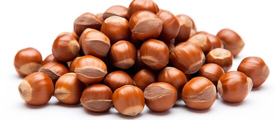 Aufkleber - A visually appealing copy space image showcasing hazelnuts and their connection to natural beauty health and nutrition
