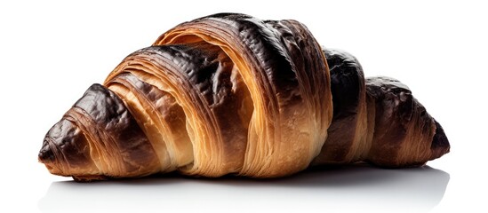 Poster - A croissant made with charcoal placed against a white background creating a clean and visually striking image with plenty of copy space