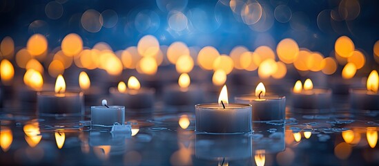 Leinwandbilder - An arrangement of macro candle lights beautifully illuminated creating a mesmerizing copy space image
