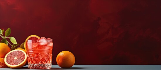 Aufkleber - A panoramic view of Negroni cocktails featuring blood oranges with a designated space available for text or logo placement. Creative banner. Copyspace image