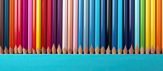 Poster - A colorful background with pencils creates a creative education concept providing a copy space image