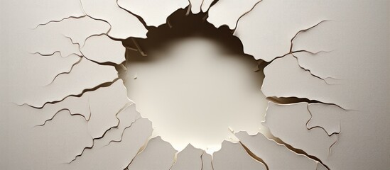Leinwandbilder - A torn hole with ragged edges on a piece of paper copy space image