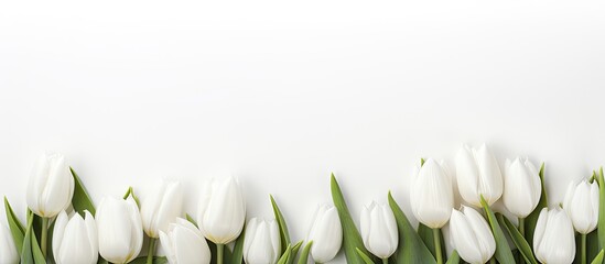 Aufkleber - A copy space image featuring white tulips against a white background providing a designated area for text placement