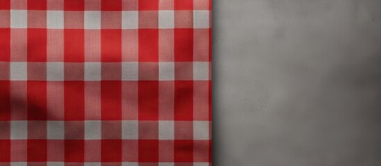 Poster - A festive background with a red checked pattern on a gray textured surface providing space for copying images. Creative banner. Copyspace image