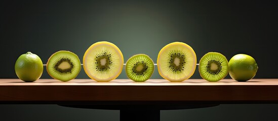 Poster - The table showcases an arrangement of kiwi and lemon rings providing a captivating copy space image
