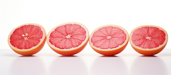 Aufkleber - A copy space image featuring four grapefruit halves adorned with cherries set against a white background