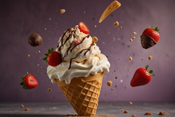 Ice cream in abstraction, explosion of taste, photos for design and advertising