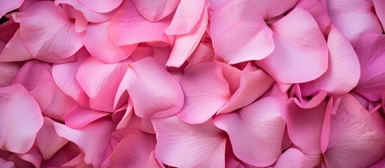 Poster - A close up of pink Bougainvillea flower petals in a field providing copy space and a natural background texture for your design needs