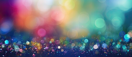 Wall Mural - A creative and moody picture with a delicate rainbow background featuring glittery bokeh effects and a blurred texture Perfect as a copy space image