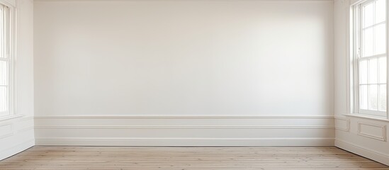 Poster - An empty light room at home showcases a white wall adorned with a plastic window and a radiator creating a copy space image