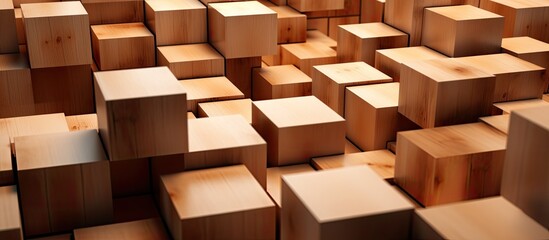 Poster - The wooden cubes contain written information and are presented in the form of a copy space image