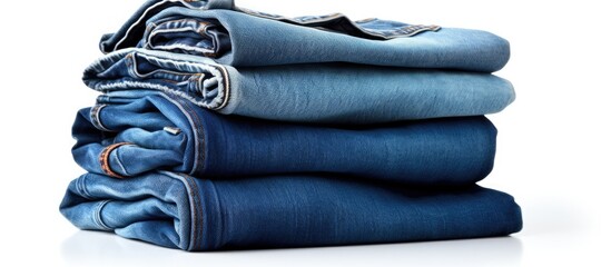 Aufkleber - A copy space image of jeans that includes blue jeans for adults and kids as well as old jeans all isolated on a white background