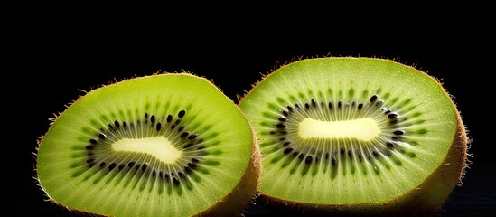 Wall Mural - A copy space image of two kiwi slices