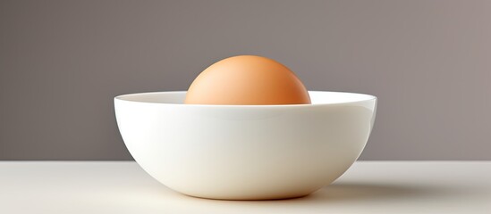 Poster - A white bowl filled with a fresh raw egg creating a simple yet striking image with plenty of copy space