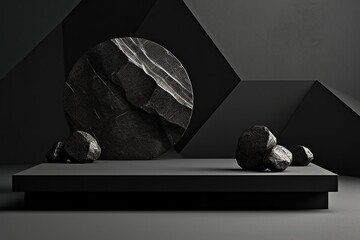 Wall Mural - dark stone textures with geometric shapes