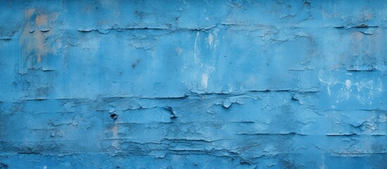 Aufkleber - close up of a blue painted metal wall fragment providing a textured background for a captivating cop