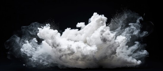 Poster - An abstract design featuring a white powder cloud set against a dark backdrop showcasing a copy space image