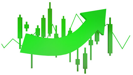 Wall Mural - Green stock price chart showing upward business