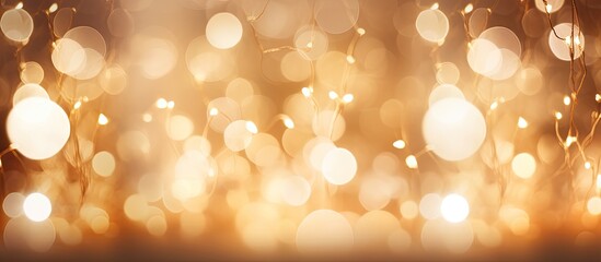 Fototapete - A festive arrangement of twinkling fairy lights creating a mesmerizing bokeh effect perfect for celebratory occasions Copy space image