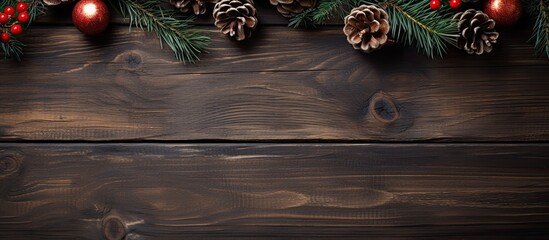 Poster - A festive top view background and frame with a Christmas and New Year theme Ample copy space available