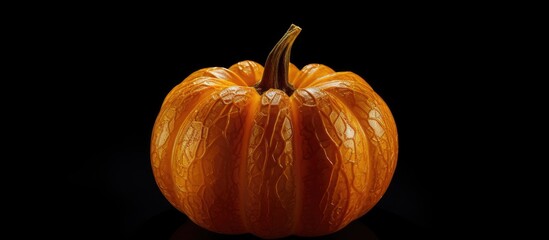 Poster - A pumpkin made from dried orange carved for Jack s Halloween lantern set against a dark background with room for text or other images. Creative banner. Copyspace image