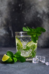 Wall Mural - Mojito - cold summer lemonade with lime and mint.