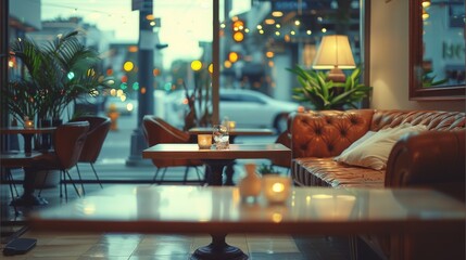 Aufkleber - A lounge chill restaurant vibe. Generative AI.