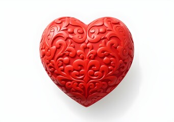 Wall Mural - red heart on white background