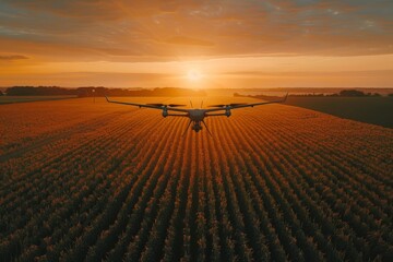 Wall Mural - Farming agritech leverages automated technology in agriculture for efficient pesticides application through smart farming drone innovations