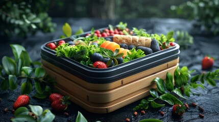 Wall Mural - a healthy lunchbox with balanced portions