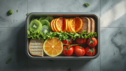 Wall Mural - a healthy lunchbox with balanced portions