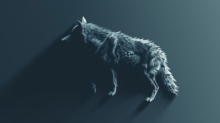 Wall Mural - Wolf silhouette flat design, top view, wolf theme, 3D render, Splitcomplementary color scheme