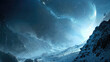 © RocknRoller Studios - Science Fiction Background. Aerial Wallpaper with Mountains and Dramatic Clouds.