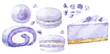 Lavender desserts watercolor hand painted illustration set