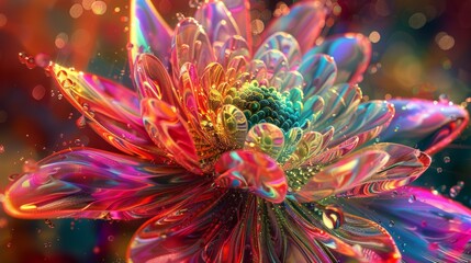 Poster - Radiant Abstract Floral Fusion in Vivid Colors