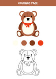 Fototapeta Pokój dzieciecy - Color cute cartoon teddy bear. Worksheet for kids.